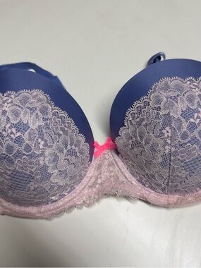 Victoria's Secret Purple and Light Pink Lace Push-Up Bra